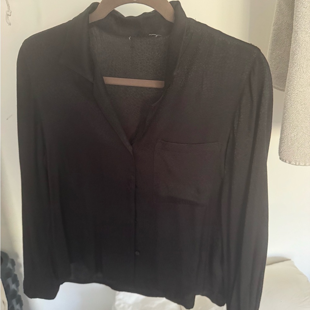 Anine Bing Sheer Black Button Down Shirt